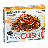 Stouffer's Lean Cuisine favorites; spaghetti with meat sauce with mushrooms & basil Left Picture